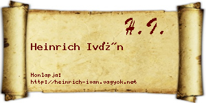 Heinrich Iván névjegykártya